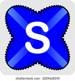 clipart or icon symbol letter s and blue abstract flower icon with vector graphic resources, simple, beautiful and cool