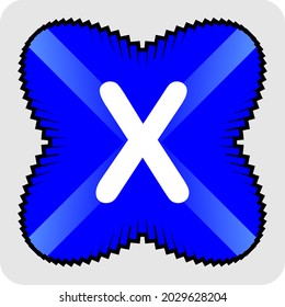 clipart or icon symbol letter x and blue abstract flower icon with vector graphic resources, simple, beautiful and cool
