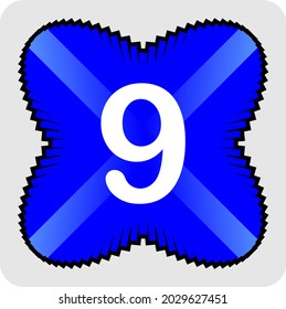 clipart or icon symbol number 9 and blue abstract flower icon with vector graphic resources, simple, beautiful and cool
