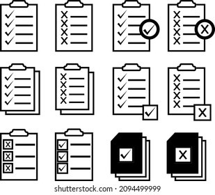 Clipart Icons Vector Checklist And Cross Set