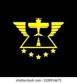 Clipart icons vector logo five Star Airplane black back ground