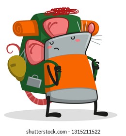 Clipart illustration of a desert rat with a backpack