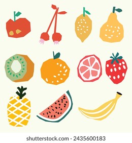 A clipart illustration of multiple fruits and vegetables