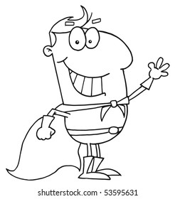 Clipart Illustration of an Outlined Super Guy