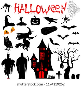 Clipart for illustrations for Halloween. Vector illustration