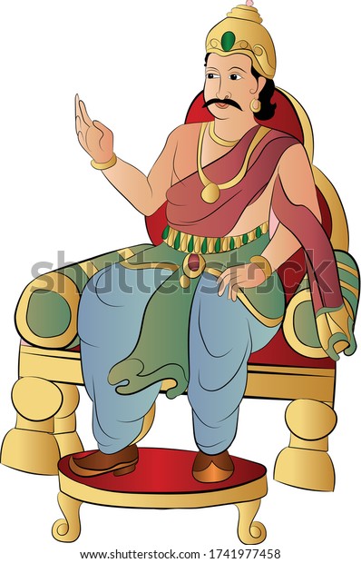 インドの王様のクリップアート画像 ストーリーイラスト 宗教物語に使用 のベクター画像素材 ロイヤリティフリー