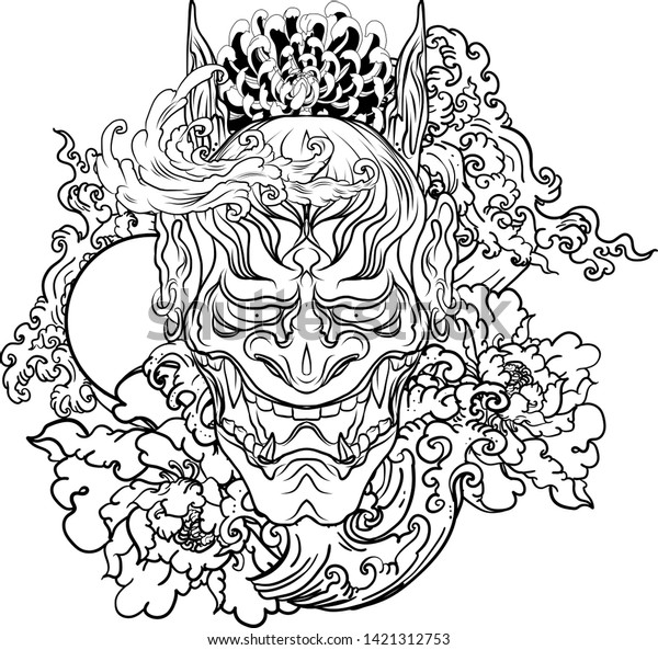 Clipart Japanese Demons Mask Tattoo Design Stock Vector (Royalty Free ...