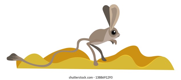 Clipart of a jerboa rodent in gradient brown jumping on the land with long ears and tail  vector  color drawing or illustration