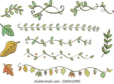 Clipart of a leaf decoration drawn with a pen (color, same line color)