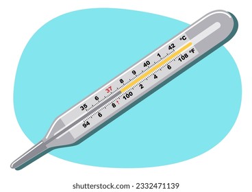 Clipart of a medical mercury thermometer, vector illustration isolated on white
