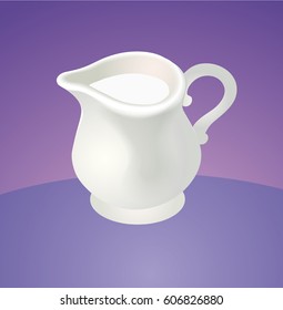 Clipart of milk jug. Vector illustration. Backgroound saved separately.