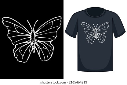 Clipart Nature Patterned Animal Insect Decorative Arts Illustrated Cute Fly Scrapbooking Wings Crafts Colors Winged Bright Spring Outline Butterfly Flying T Shirt