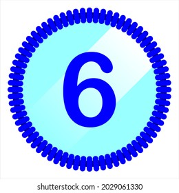 clipart number 6  with round and rope blue, simple, beautiful and cool vector graphic resource