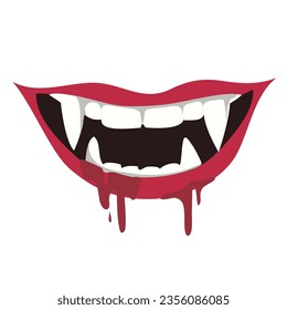 Clipart on white background of a vampire fang. Hand drawn vector illustration. Concept for fashion, textile print, books, birthday invitations, greeting cards, posters. Vector illustration.