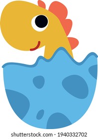 Clipart orange dinosaur in an egg. Easter. Vector illustration in cartoon style.