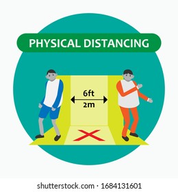 
Clipart of Physical Distancing Caused Viruses. Illustration of Prevention of Virus Transmission.