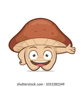 Clipart picture of a mushroom cartoon character presenting something