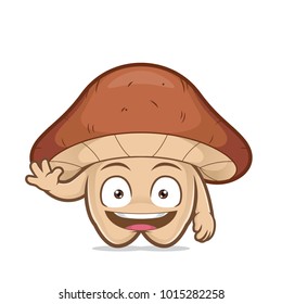 Clipart picture of a mushroom cartoon character waving