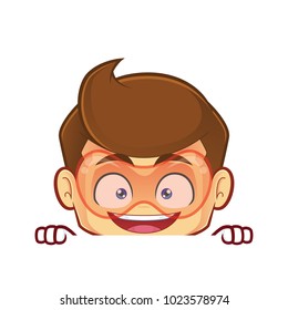 Clipart picture of a superhero cartoon character holding and looking over a blank sign board