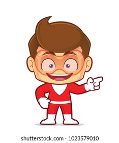 Clipart picture of a superhero cartoon character pointing his finger