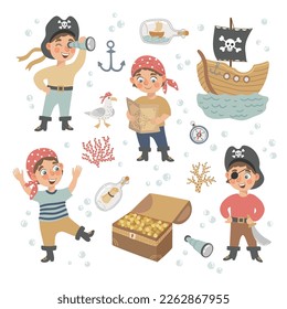 Clipart with pirates and nautical design elements