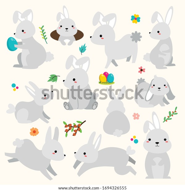 Clipart Rabbits Funny Spring Stock Vector (Royalty Free) 1694326555 ...