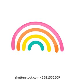 Clipart rainbow in cartoon style. Vector stock image isolated on white background. 