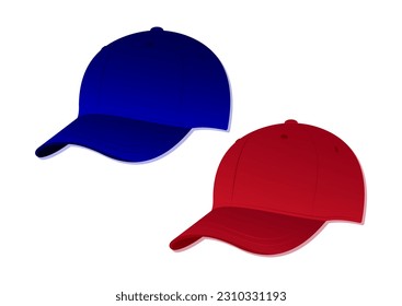 Clipart Red and Blue Cap in Flat Style