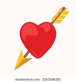 Clipart of a red heart struck with an arrow