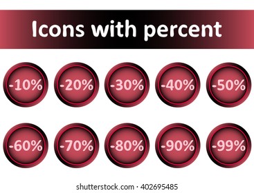 Clipart red icons with percent
