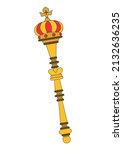 Clipart Sceptre. Vector illustration of golden sceptre isolated on white background