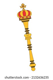 Clipart Sceptre. Vector illustration of golden sceptre isolated on white background