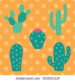 Clipart set of cactuses on a background