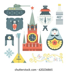 Clipart set with different symbols of Russia