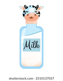 A clipart from a set of dishes for children and adults with milk and cow print accessories. Black specks, Dalmatian.