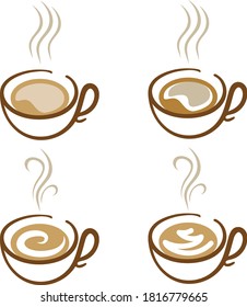 clipart set hot coffee cup vector isolated