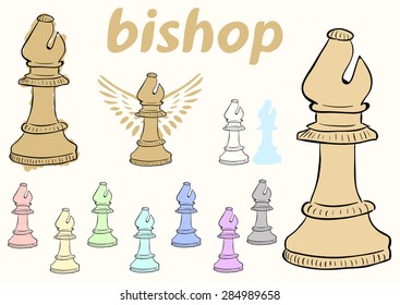Clipart a set with multi-colored chess bishop
