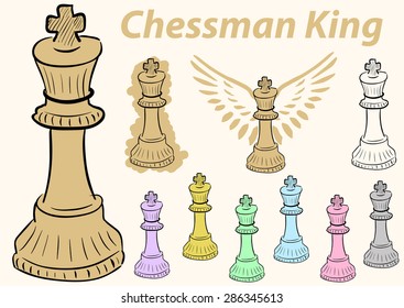 Clipart a set with multi-colored chessman king