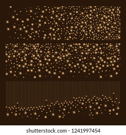 Clipart a set of patterns of alluvial stars. Black background.