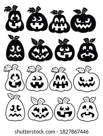 CLIPART SILOHUETTE VECTOR ART PUMPKINS COLECCTION SET  FOR HALLOWEEN