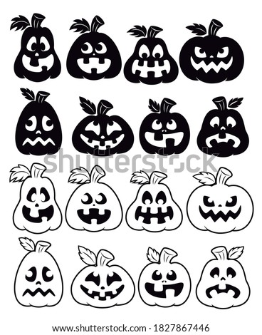 CLIPART SILOHUETTE VECTOR ART PUMPKINS COLECCTION SET  FOR HALLOWEEN