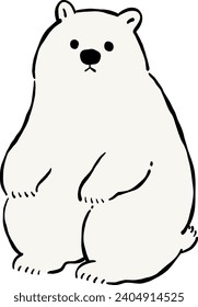 Clipart of a Sitting White Bear
