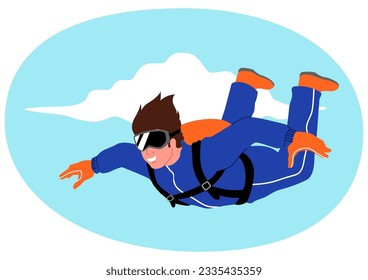 Clipart of a sky diver, vector illustration