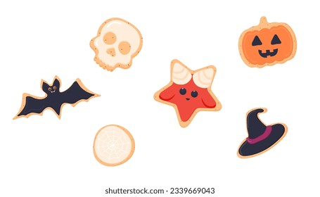 Clipart stickers, Halloween candy, cooky, pumpkin, satan, bat, spider web