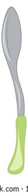 Clipart of a thin spoon with a green handle is ready to grab food from plate or dish while eating vector color drawing or illustration 