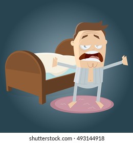 clipart of a tired man going to bed