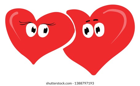 Clipart Two Red Hearts Lying One Stock Vector (Royalty Free) 1388797193 ...