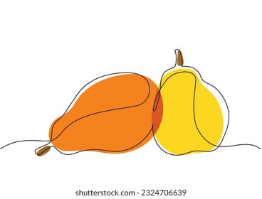 Imágenes prediseñadas de dos peras vectoriales en un estilo minimalista