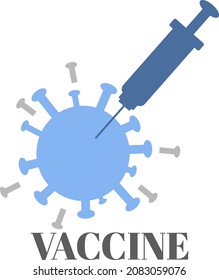 Clipart vector art icon logo Injection virus with vaccine blue grey color