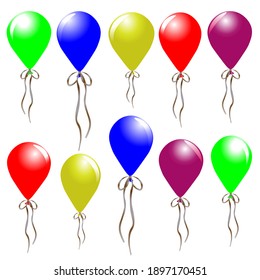 Clipart, vector. Balloons isolated on white background. Art, Illustration.